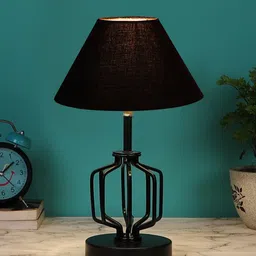 Devansh Black Textured Table Lamp With Shade-16