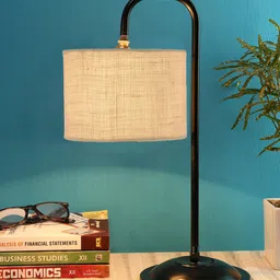 Devansh White & Black Table Lamps With Jute Shade-15