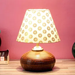 foziq Brown & White Printed Table Lamps With Shade-30