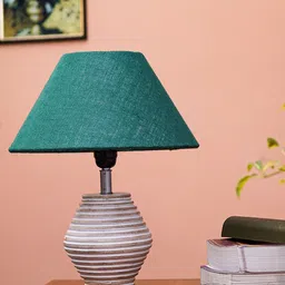 Pinecraft INTERNATIONAL White & Green Atury Table Lamp With Shade-36