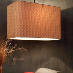 Grated Ginger Beige & Red Printed Rectangle Hanging Light image 3