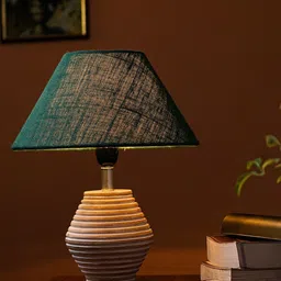 Pinecraft INTERNATIONAL White & Green Atury Table Lamp With Shade image 3