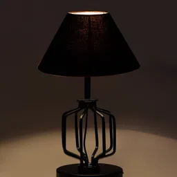 Devansh Black Textured Table Lamp With Shade image 3