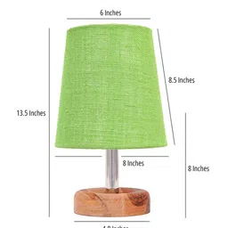 Pinecraft INTERNATIONAL Green Wooden Edra Table Lamp With Jute Frustum Shade image 4