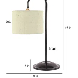 Devansh White & Black Table Lamps With Jute Shade image 4