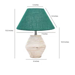 Pinecraft INTERNATIONAL White & Green Atury Table Lamp With Shade image 4