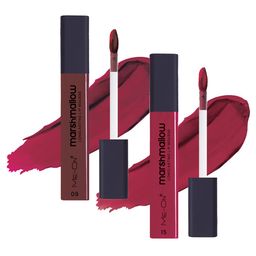 ME-ON Set Of 2 Marshmallow Long Lasting Lip Mousse -6ml Each-Burgundy Lush 09-Nude Veil 15-44