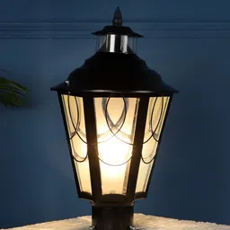 MFD HOME FURNISHING Black & White Iron Contemporary Outdoor Lamp-33