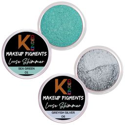 KINDED Set Of 2 Makeup Pigments Loose Shimmer Eyeshadow - Sea Green 01 & Greyish Silver 06-13