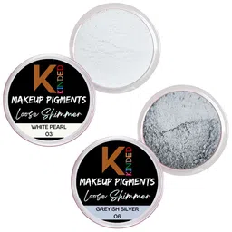 KINDED Set Of 2 Makeup Pigments Loose Shimmer Powder Eyeshadow - WhitePearl+GreyishSilver-79