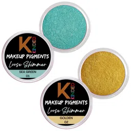 KINDED Set Of 2 Makeup Pigments Loose Shimmer Powder Eyeshadow - Sea Green 01 & Golden 02-75