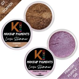 KINDED Set Of 2 Makeup Pigments Loose Shimmer Eyeshadow - Pinkish Purple 09 & Copper 07-47