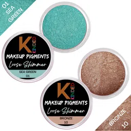 KINDED Set Of 2 Makeup Pigments Loose Shimmer Eyeshadow - Sea Green 01 & Bronze 10-53