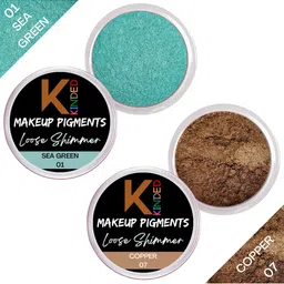 KINDED Set Of 2 Makeup Pigments Loose Shimmer Powder Eyeshadow - Sea Green 01 & Copper 07-71