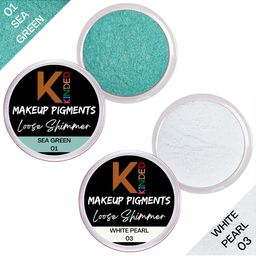 KINDED Set of 2 Makeup Pigments Loose Shimmer Eyeshadow - Sea Green 01 & White Pearl 03-38
