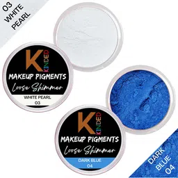 KINDED Set of 2 Makeup Pigments Loose Shimmer Eyeshadow - White Pearl 03 & Dark Blue 04-97