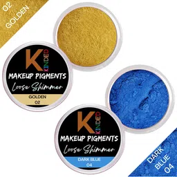 KINDED Set of 2 Makeup Pigments Loose Shimmer Eyeshadow - Golden 02 & Dark Blue 04-80