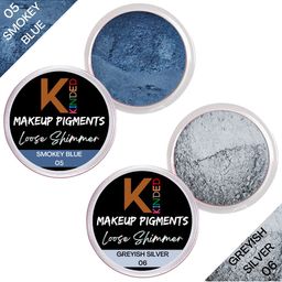 KINDED Set of 2 Makeup Pigment Loose Shimmer Eyeshadow- Smokey Blue 05 & Greyish Silver 06-5