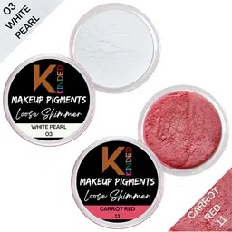 KINDED Set of 2 Makeup Pigments Loose Shimmer Eyeshadow - White Pearl 03 & Carrot Red 11-89
