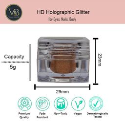 Veoni BELLE Set of 2 Holographic Glitter Eye Pigment 5g Each - Orange+Turquoise Blue image 2