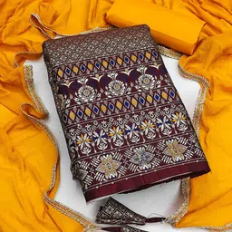 SHADOW & SAINING Floral Woven Deign Zari Unstitched Dress Material-image-47
