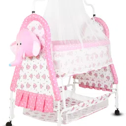 Cradle for kids cradle for baby boy and girl Cradle With Swing & Mosquito Net Bassinet-13