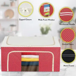 E Solutions Steel frame Double Opening WARDROBE ORGANISER/LIVING BOX-707(44LITERS)multicolor Poly-canvas Laundry Bag-image-16