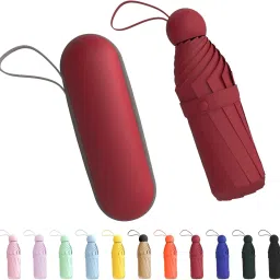Pocket Travel Umbrella Windproof (Manual Open) Sun Rain Mini Ultra-Light 2 Fold Umbrella-image-0