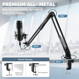 imaginea BM800 Condenser Mic for Studio Recording with Boom Stand, Shock Mount, Pop Filter, Anti-Wind Foam, Full Condenser Microphone Set for, Broadcasting & Gaming image 4