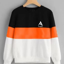 Men Colorblock Round Neck Pure Cotton White, Black, Orange T-Shirt-image-44