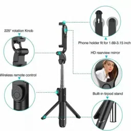 Worricow XT-02 Wireless Mini Live Broad cast Extendable Bluetooth Selfie Stick Cum Tripod for 2 Level Fill Light for Making TikTok, Vlog Videos All Smartphone Tripod, Tripod Kit, Monopod Kit, Tripod Bracket image 2