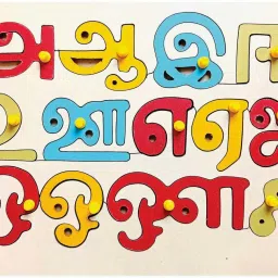 Wooden Colorful Tamil Vowels Alphabets Letter with Knobs Educational Board-26