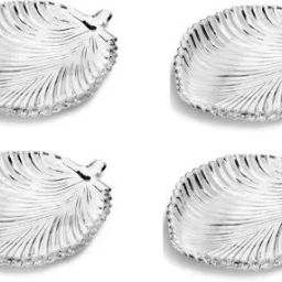 Glass Serving Dry Fruits, Sweets. Leaf Shape Tray Quarter Plate (Pack of: 4) Tray-image-50