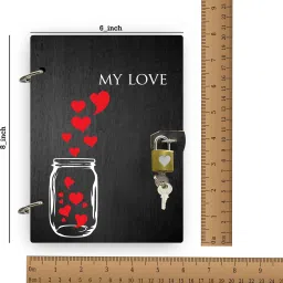 di-kraft Refillable Hearts in Jar Wooden cover Secret Diary With Lock Handmade and ring lock pattern Diary A5 Diary Unruled 160 Pages image 3