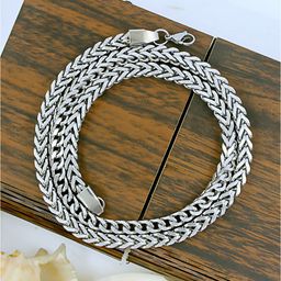NAKABH Men Silver-Plated Stainless Steel Chain Necklace-image-123