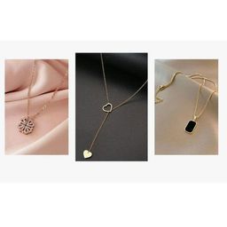 DEGHLAM Set Of 3 Rhodium-Plated Anti Tarnish Chains-2