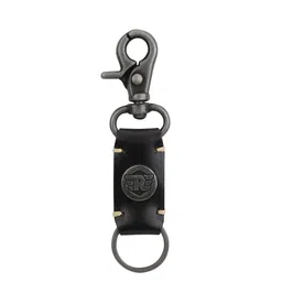 Royal Enfield Black & Grey Royal Enfield Textured Leather Key Chain-47