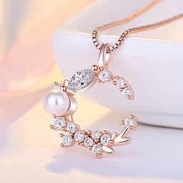 Jewels Galaxy Rose Gold-Plated Stone-Studded Pendant With Chain-44