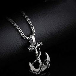 MEENAZ Men Silver-Plated Anchor-Charm Pendant With Chain-image-9