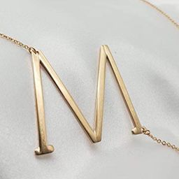 Peora Gold-Plated Alphabet M Pendant with Chain-16