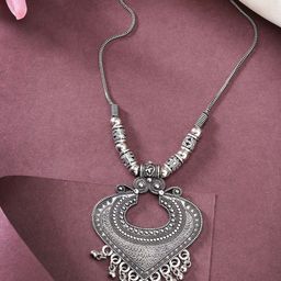 NVR German Silver-Plated Oxidised Necklace-47