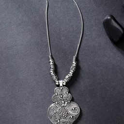 NVR Silver Plated Oxidised German Silver Necklace-image-86