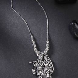NVR Silver-Plated Radha Krishna Necklace-image-82
