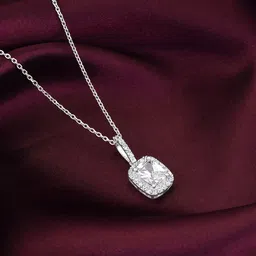 GIVA 925 Sterling Silver Rhodium-Plated Cubic Zirconia Studded Pendant With Chain-image-14