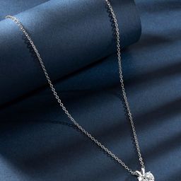 Peora Silver-Plated Cubic Zirconia Studded Heart Shaped Pendant with Chain-56