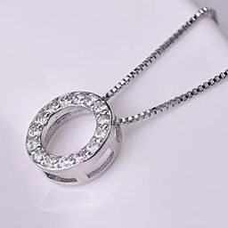 Peora Silver-Plated Cubic Zirconia Studded Round Pendant With Chain-image-109