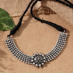 Fida Silver-Plated Oxidised Necklace-image-57