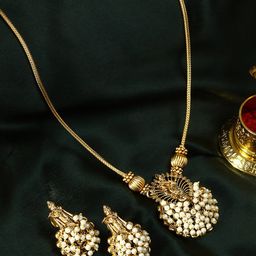 Adwitiya Collection Gold Plated & Pearl Beaded Jewellery Set-image-52