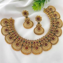 Adc fashions Gold Plated Stones Studded Antique Jewellery Set-27