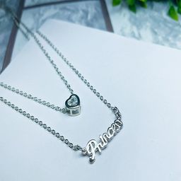 UNIVERSITY TRENDZ Silver-Plated Layered Princess Name Letter Pendant Necklace-image-79